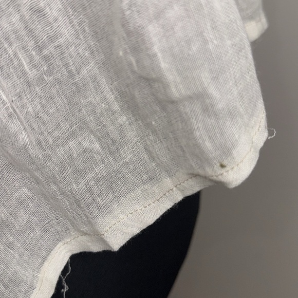 Calypso St. Barth Beaded Neckline Semi Sheer Gauzy Cotton Cropped Blouse - Picture 8 of 10